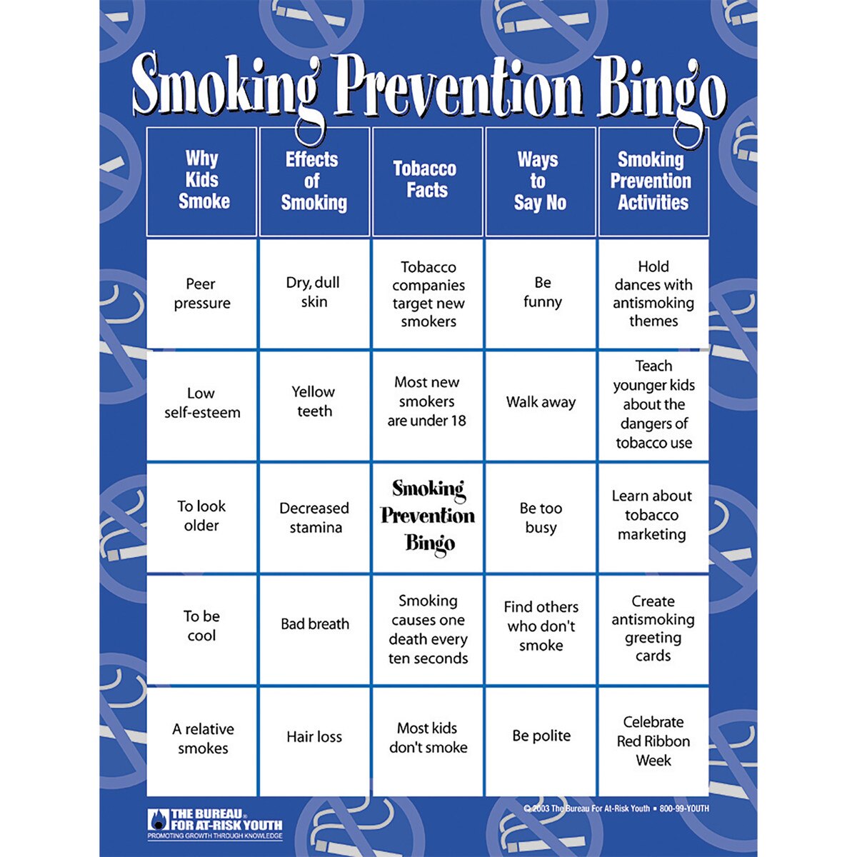 Smoking Prevention Bingo