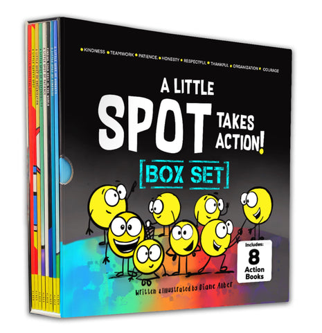 Little SPOT Takes Action! Box Set (8 Books: Kindness, Responsibility, Patience, Respect, Honesty, Organization, Diversity, & Safety)