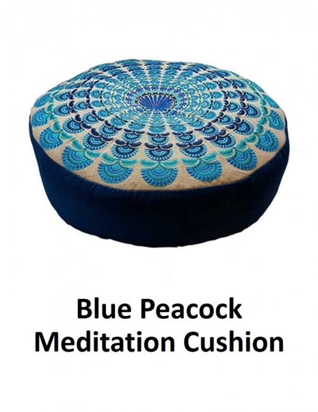 Blue Peacock Meditation Cushion