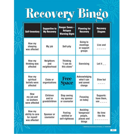 Recovery Bingo Game for Adults