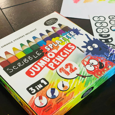 Jumbo Colored Pencils 3-in-1 Scribble Splatter