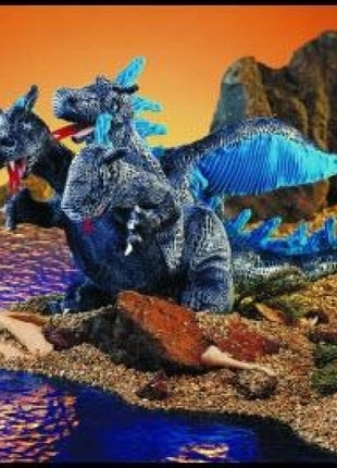 Blue Three-Headed Dragon Puppet