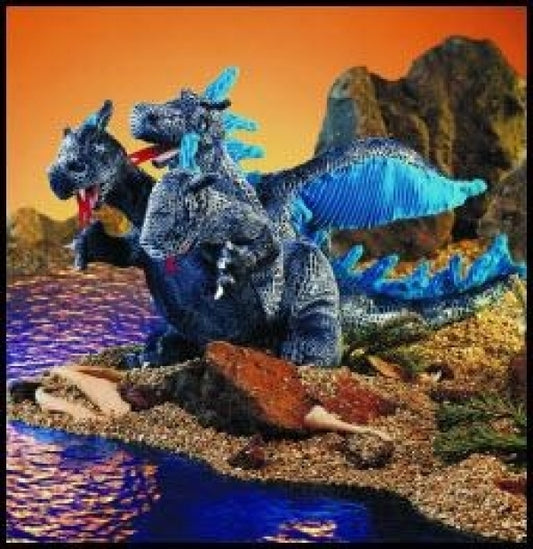 Blue Three-Headed Dragon Puppet