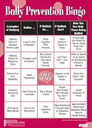 Bully Prevention Bingo Teen Version