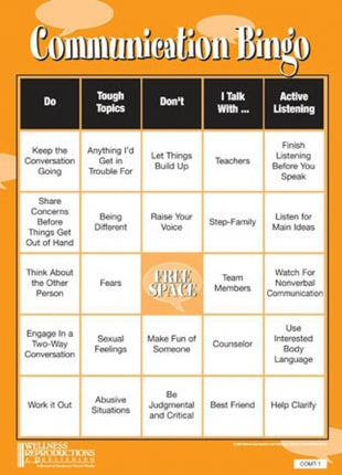 Communication Bingo Game For Teens