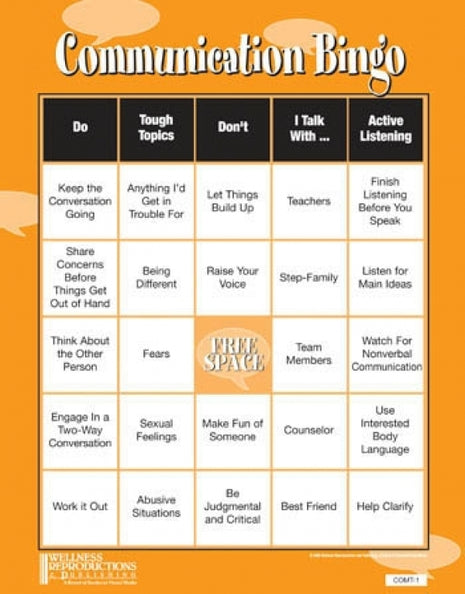 Communication Bingo Game For Teens