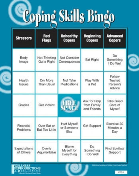 Coping Skills Bingo Game Teens