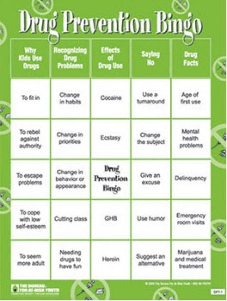 Drug Prevention Bingo for Teens