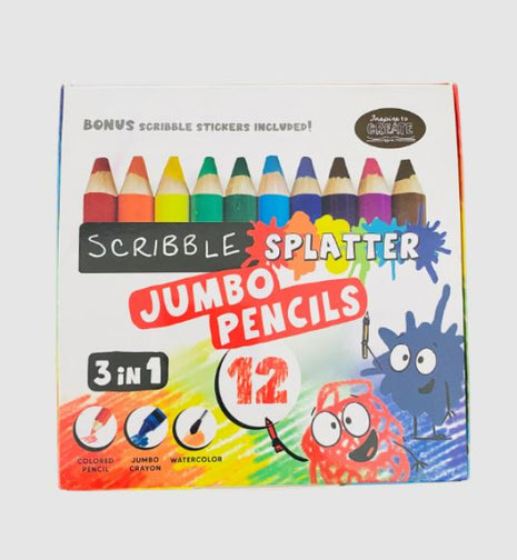 Jumbo Colored Pencils 3-in-1 Scribble Splatter