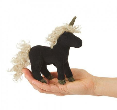 MIni Black Unicorn Finger Puppet
