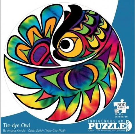 Tie-Dye Owl 500-piece round Puzzle