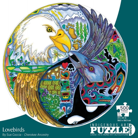 Love Birds 500 Piece Round Puzzle