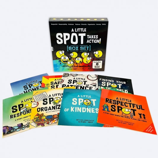 Little SPOT Takes Action! Box Set (8 Books: Kindness, Responsibility, Patience, Respect, Honesty, Organization, Diversity, & Safety)